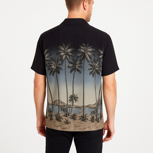 Pierre Cardin Other - Pierre Cardin Vintage‎ Tropical Palm Tree Short Sleeve Hawaiian Shirt Mens M